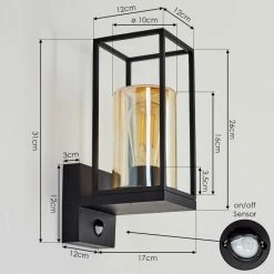 Hofstein Palanga Außenwandleuchte Schwarz, 1-flammig, Bewegungsmelder -Außenleuchten Verkäufe palanga aussenwandleuchte h3558829 3