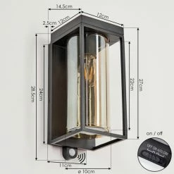 Hofstein Palanga Außenwandleuchte LED Schwarz, 1-flammig, Bewegungsmelder -Außenleuchten Verkäufe palanga aussenwandleuchte h3588666 9
