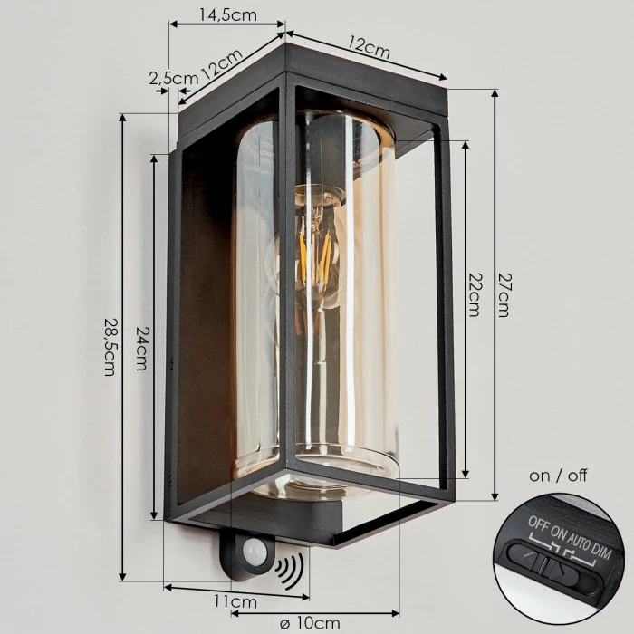 Hofstein Palanga Außenwandleuchte LED Schwarz, 1-flammig, Bewegungsmelder 10 Hofstein Palanga Außenwandleuchte LED Schwarz, 1-flammig, Bewegungsmelder – Bild 10