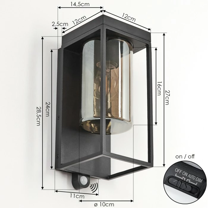 Hofstein Palanga Außenwandleuchte LED Schwarz, 1-flammig, Bewegungsmelder 10 Hofstein Palanga Außenwandleuchte LED Schwarz, 1-flammig, Bewegungsmelder – Bild 10