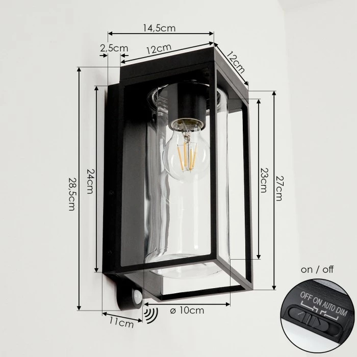 Hofstein Palanga Außenwandleuchte LED Schwarz, 1-flammig, Bewegungsmelder 10 Hofstein Palanga Außenwandleuchte LED Schwarz, 1-flammig, Bewegungsmelder – Bild 10