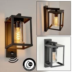 Hofstein Parkkola Außenwandleuchte Anthrazit, 1-flammig, Bewegungsmelder