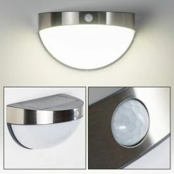 Hofstein Pori Aussenwandleuchte Solar LED Chrom, 1-flammig, Bewegungsmelder -Außenleuchten Verkäufe pori aussenwandleuchte solar h3023600 14