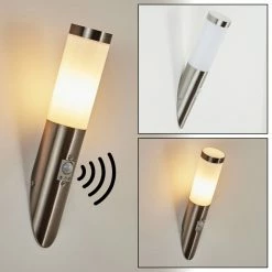 Hofstein Sessa Außenwandleuchte Nickel-Matt, 1-flammig, Bewegungsmelder