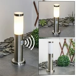 Hofstein Sessa Wegeleuchte Nickel-Matt, 1-flammig, Bewegungsmelder