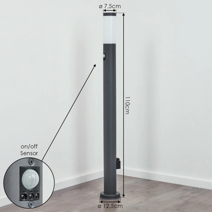 Hofstein Sessa Wegeleuchte Anthrazit, 1-flammig, Bewegungsmelder 4 Hofstein Sessa Wegeleuchte Anthrazit, 1-flammig, Bewegungsmelder – Bild 4