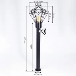 Hofstein Solda Wegeleuchte Schwarz, 1-flammig, Bewegungsmelder -Außenleuchten Verkäufe solda wegeleuchte h3409039 3