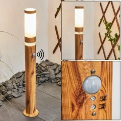 Hofstein Tenvik Wegeleuchte Braun, Holz dunkel, 1-flammig, Bewegungsmelder