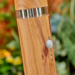 Hofstein Tenvik Wegeleuchte Chrom, Braun, Transparent, Klar, Holzoptik, 1-flammig, Bewegungsmelder -Außenleuchten Verkäufe tenvik wegeleuchte h3599914 2