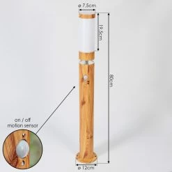 Hofstein Tenvik Wegeleuchte Chrom, Braun, Transparent, Klar, Holzoptik, 1-flammig, Bewegungsmelder -Außenleuchten Verkäufe tenvik wegeleuchte h3599914 3