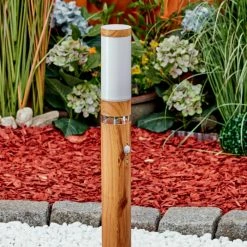 Hofstein Tenvik Wegeleuchte Chrom, Braun, Transparent, Klar, Holzoptik, 1-flammig, Bewegungsmelder -Außenleuchten Verkäufe tenvik wegeleuchte h3599914 8