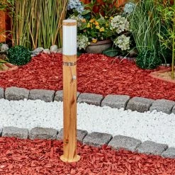 Hofstein Tenvik Wegeleuchte Chrom, Braun, Transparent, Klar, Holzoptik, 1-flammig, Bewegungsmelder -Außenleuchten Verkäufe tenvik wegeleuchte h3599914 9