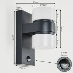 Hofstein Tiarp Außenwandleuchte LED Schwarz, 2-flammig, Bewegungsmelder -Außenleuchten Verkäufe tiarp aussenwandleuchte h3428689 3
