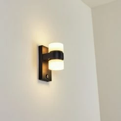 Hofstein Tiarp Außenwandleuchte LED Schwarz, 2-flammig, Bewegungsmelder -Außenleuchten Verkäufe tiarp aussenwandleuchte h3428689 6