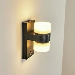 Hofstein Tiarp Außenwandleuchte LED Schwarz, 2-flammig, Bewegungsmelder -Außenleuchten Verkäufe tiarp aussenwandleuchte h3428689 8