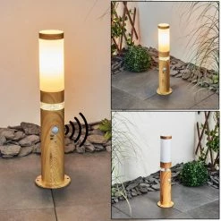 Hofstein Tise Wegeleuchte Braun, Holzoptik, 2-flammig, Bewegungsmelder