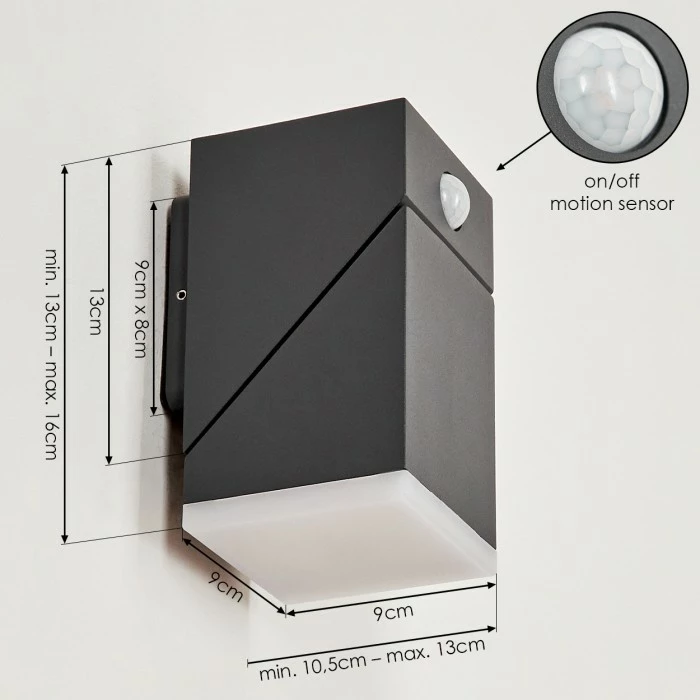 Hofstein Toogong Außenwandleuchte LED Anthrazit, 1-flammig, Bewegungsmelder 4 Hofstein Toogong Außenwandleuchte LED Anthrazit, 1-flammig, Bewegungsmelder – Bild 4
