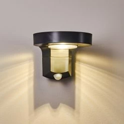 Hofstein Townsville Solar-Außenwandleuchte LED Schwarz, 1-flammig, Bewegungsmelder -Außenleuchten Verkäufe townsville solar aussenwandleuchte h3304853 do1 12