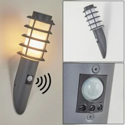 Hofstein Tunes Außenwandleuchte Anthrazit, 1-flammig, Bewegungsmelder