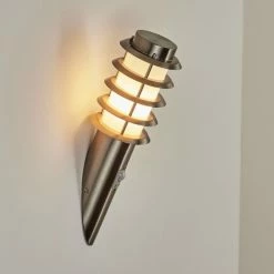 Hofstein Tunes Außenwandleuchte Nickel-Matt, 1-flammig, Bewegungsmelder -Außenleuchten Verkäufe tunes aussenwandleuchte h3539774 5