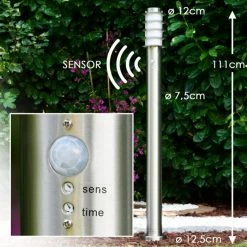 Hofstein Tunes Wegeleuchte Edelstahl, 1-flammig, Bewegungsmelder