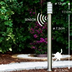 Hofstein Tunes Wegeleuchte Edelstahl, 1-flammig, Bewegungsmelder -Außenleuchten Verkäufe tunes wegeleuchte h165097 12