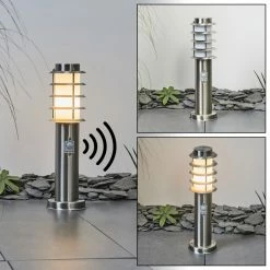 Hofstein Tunes Wegeleuchte Nickel-Matt, 1-flammig, Bewegungsmelder