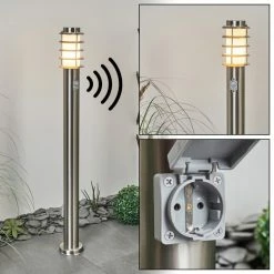 Hofstein Tunes Wegeleuchte Nickel-Matt, 1-flammig, Bewegungsmelder