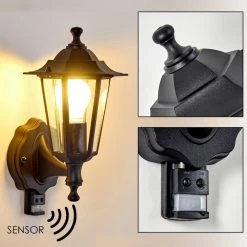 Hofstein Valtimo Außenwandleuchte Schwarz, 1-flammig, Bewegungsmelder -Außenleuchten Verkäufe valtimo aussenwandleuchte h3029879 12