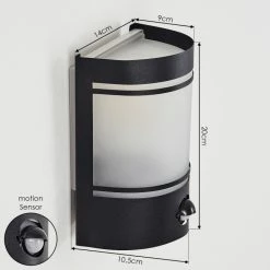 Hofstein Visnum Au&szlig;enwandleuchte Schwarz, Wei&szlig;, 1-flammig, Bewegungsmelder -Außenleuchten Verkäufe visnum aussenwandleuchte h3420843 3