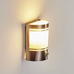 Hofstein Visnum Au&szlig;enwandleuchte Nickel-Matt, Wei&szlig;, 1-flammig, Bewegungsmelder -Außenleuchten Verkäufe visnum aussenwandleuchte h3430576 6