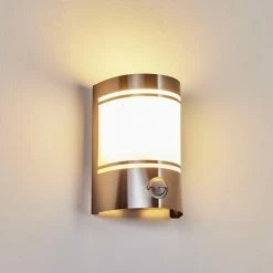 Hofstein Visnum Au&szlig;enwandleuchte Nickel-Matt, Wei&szlig;, 1-flammig, Bewegungsmelder -Außenleuchten Verkäufe visnum aussenwandleuchte h3430576 8