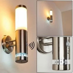 Hofstein Walise Außenwandleuchte Edelstahl, 1-flammig, Bewegungsmelder