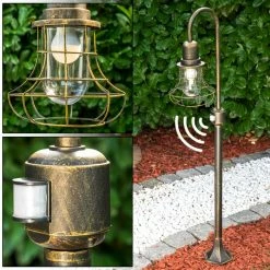 Hofstein Wegeleuchte BORKAN Braun, Gold, 1-flammig, Bewegungsmelder