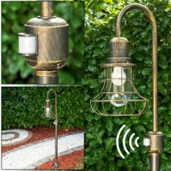 Hofstein Wegeleuchte BORKAN Braun, Gold, 1-flammig, Bewegungsmelder -Außenleuchten Verkäufe wegeleuchte borkan h3021361 do3 9