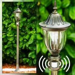 Hofstein Wegeleuchte Ribadeo Schwarz-Gold, 1-flammig, Bewegungsmelder -Außenleuchten Verkäufe wegeleuchte ribadeo h169187 12