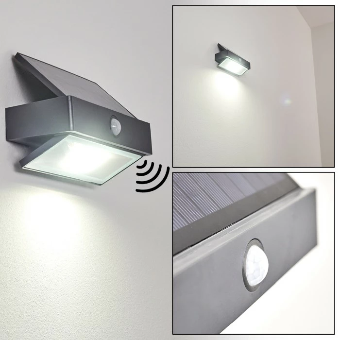 Hofstein Wiborg Solar-Außenwandleuchte LED Anthrazit, 1-flammig, Bewegungsmelder 1 Hofstein Wiborg Solar-Außenwandleuchte LED Anthrazit, 1-flammig, Bewegungsmelder